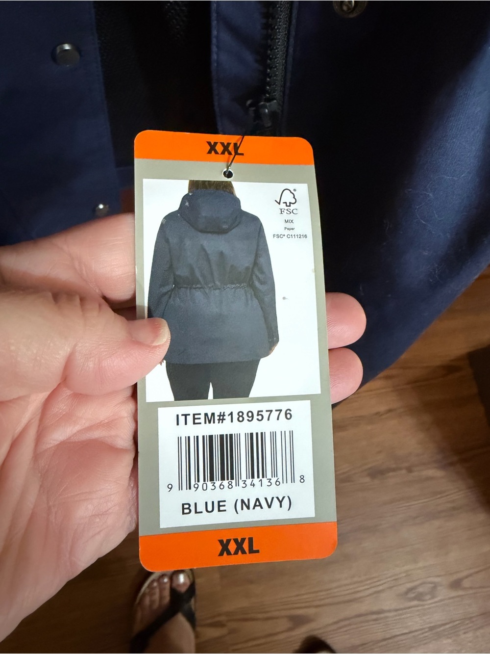 NWT Hunter Water Resistant Cotton Smock Rain Jacket Navy Blue XXL Hooded Women’s - Picture 8 of 8